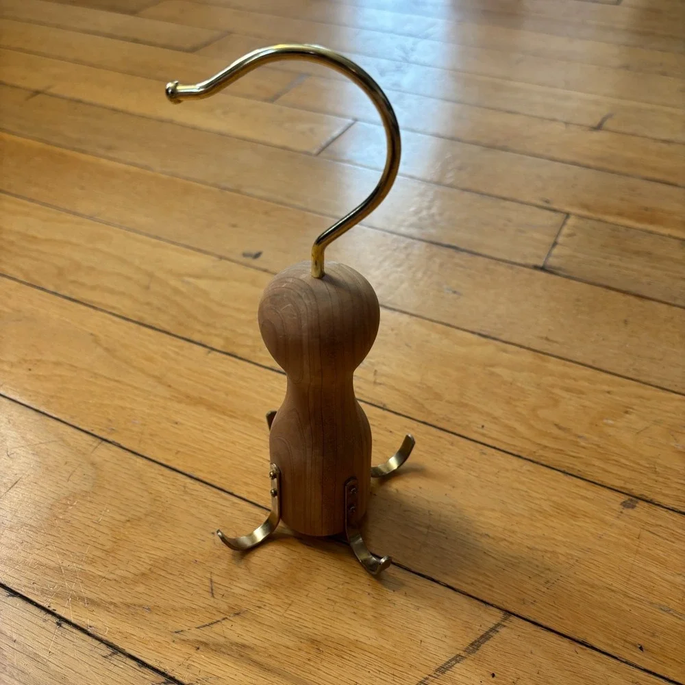 Cedar Wood Tie Belt Organizer Closet Hanger Brass Hooks Carousel